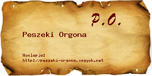 Peszeki Orgona névjegykártya